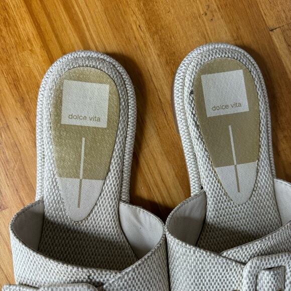 Dolce Vita Albey Slide Sandals Tweed Fabric Buckle Open Toe Size 8 - Picture 3 of 6